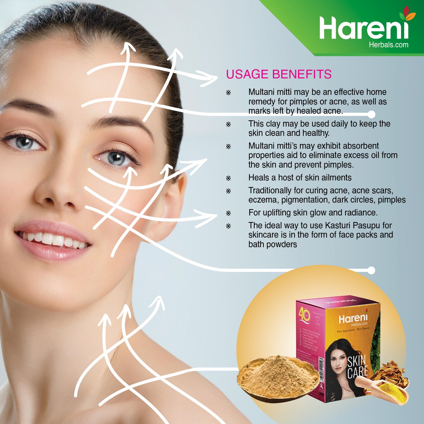 Multhani Mitti and Kasturi Pasupu (Manjal/ Turmeric) combo Face Packs