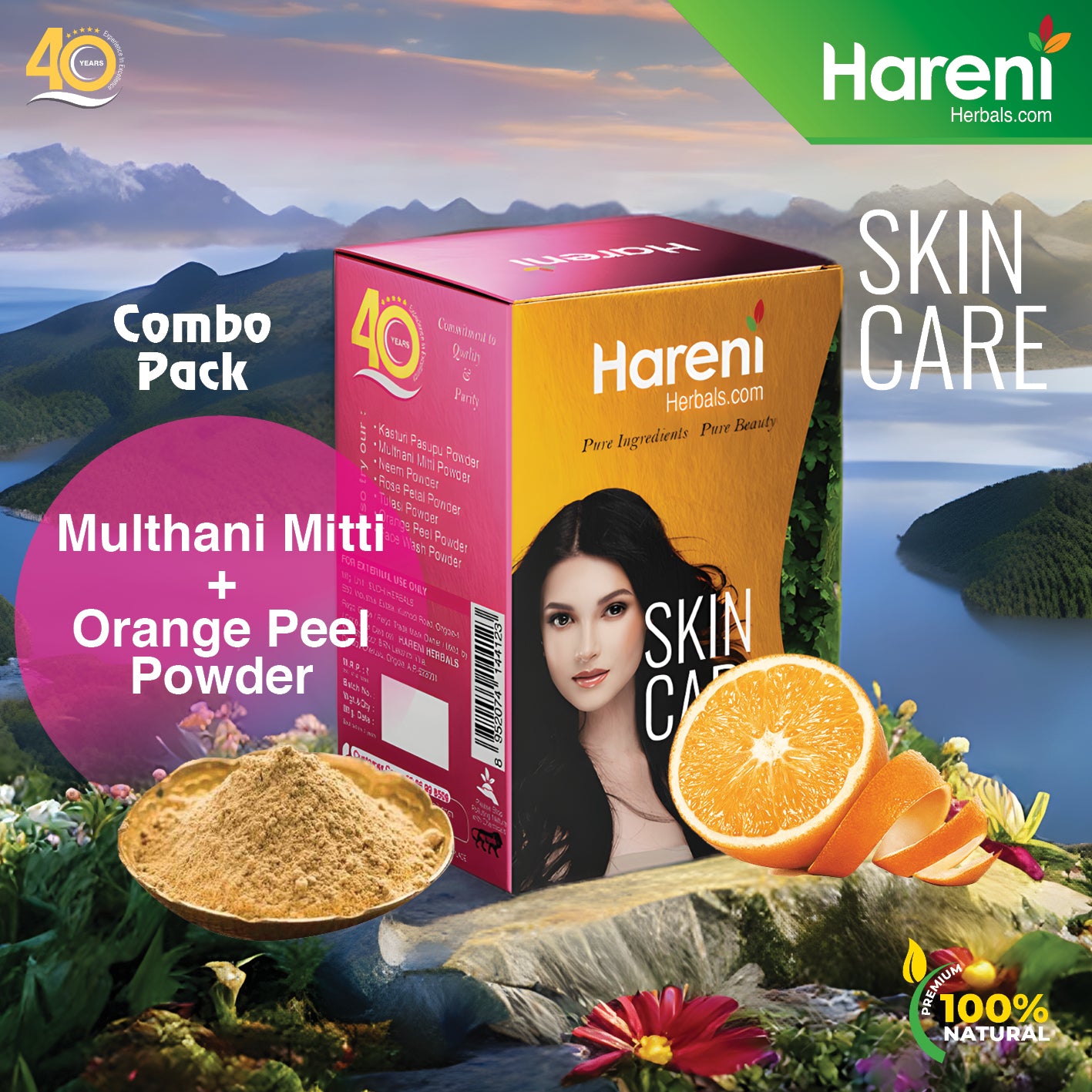 Multhani Mitti and Orange Peel Powder Combo Pack